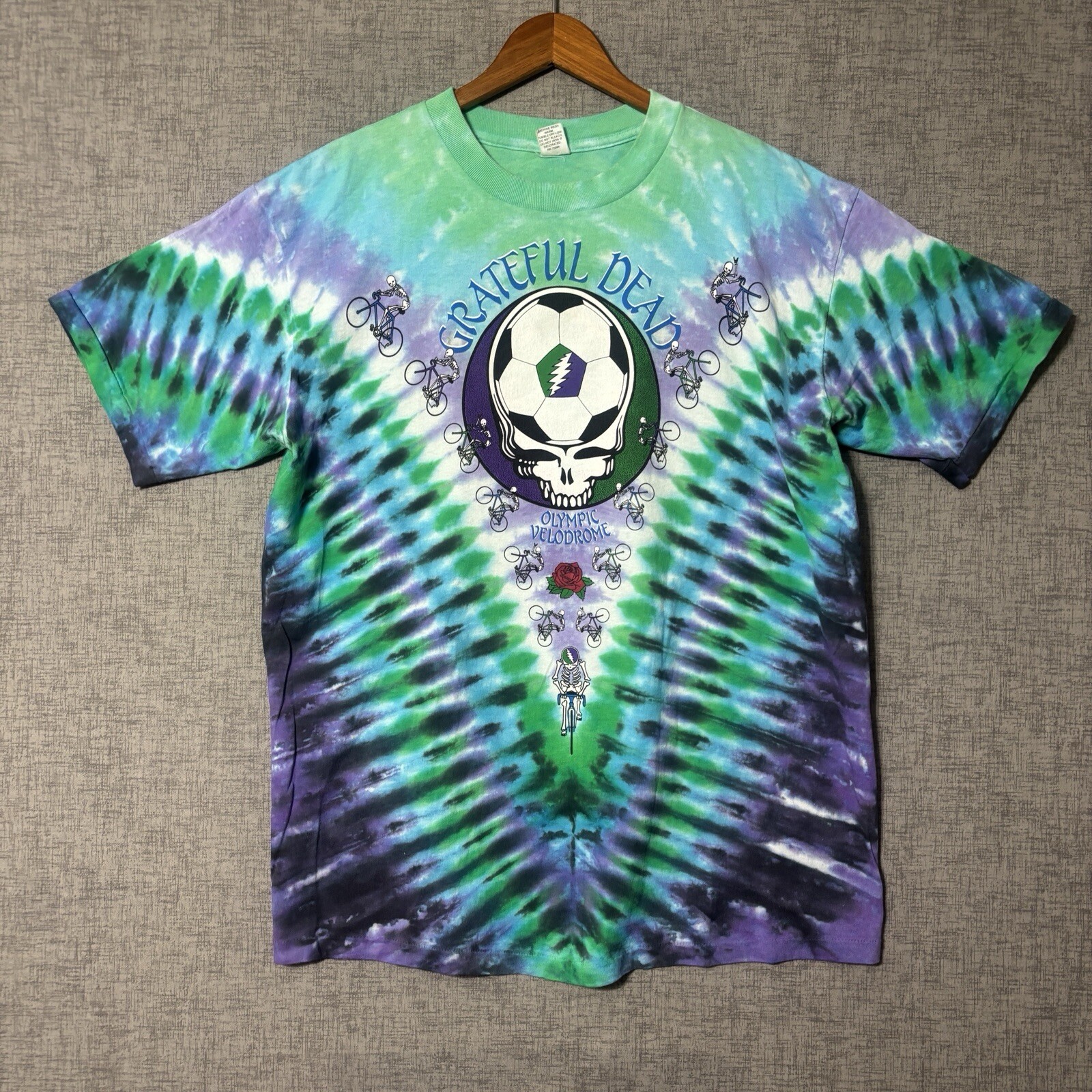 Vintage Grateful Dead T-Shirt Size XL Tie Dye Olympic Velodrome Los Angeles 1990