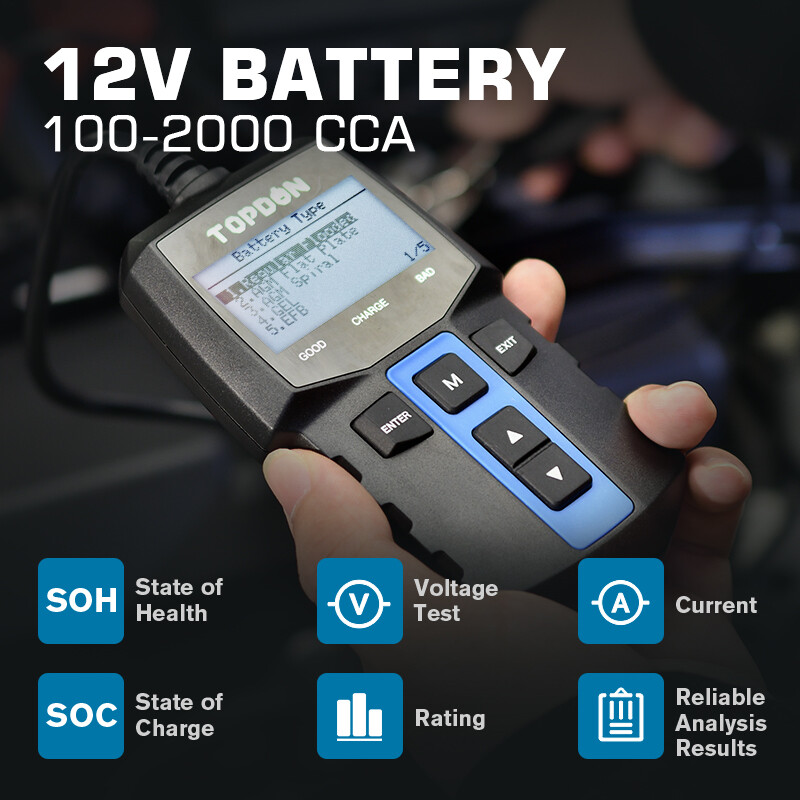 2026 TOPDON BT100 12V Battery Tester Cranking Charging System Test for Car Truck