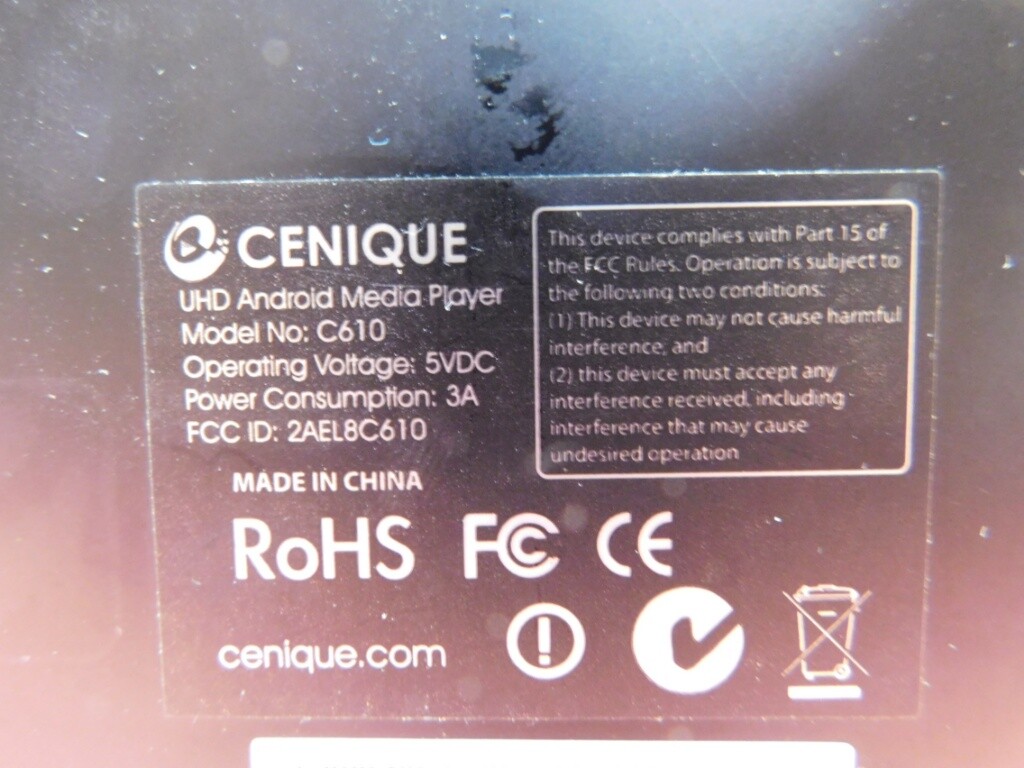 CENIQUE C610 UHD Android Media Player - Digital Signage Driver