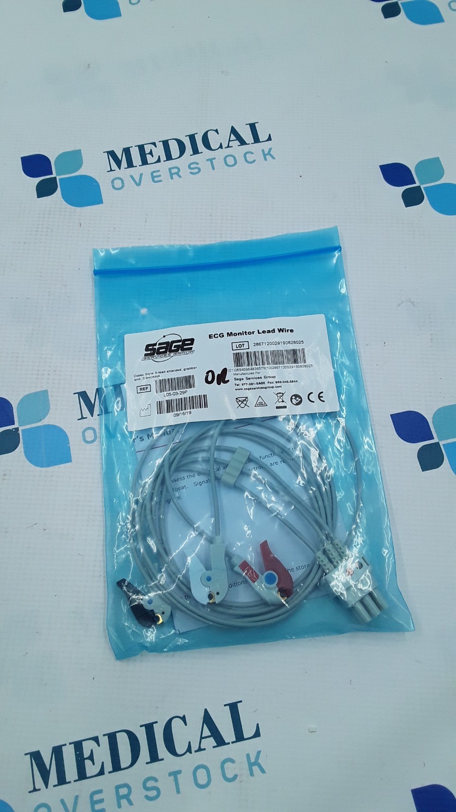 SAGE Datex Style ECG Monitor Lead Wire 3Ld Gabber 0.9m/AHA REF L05-03-29P