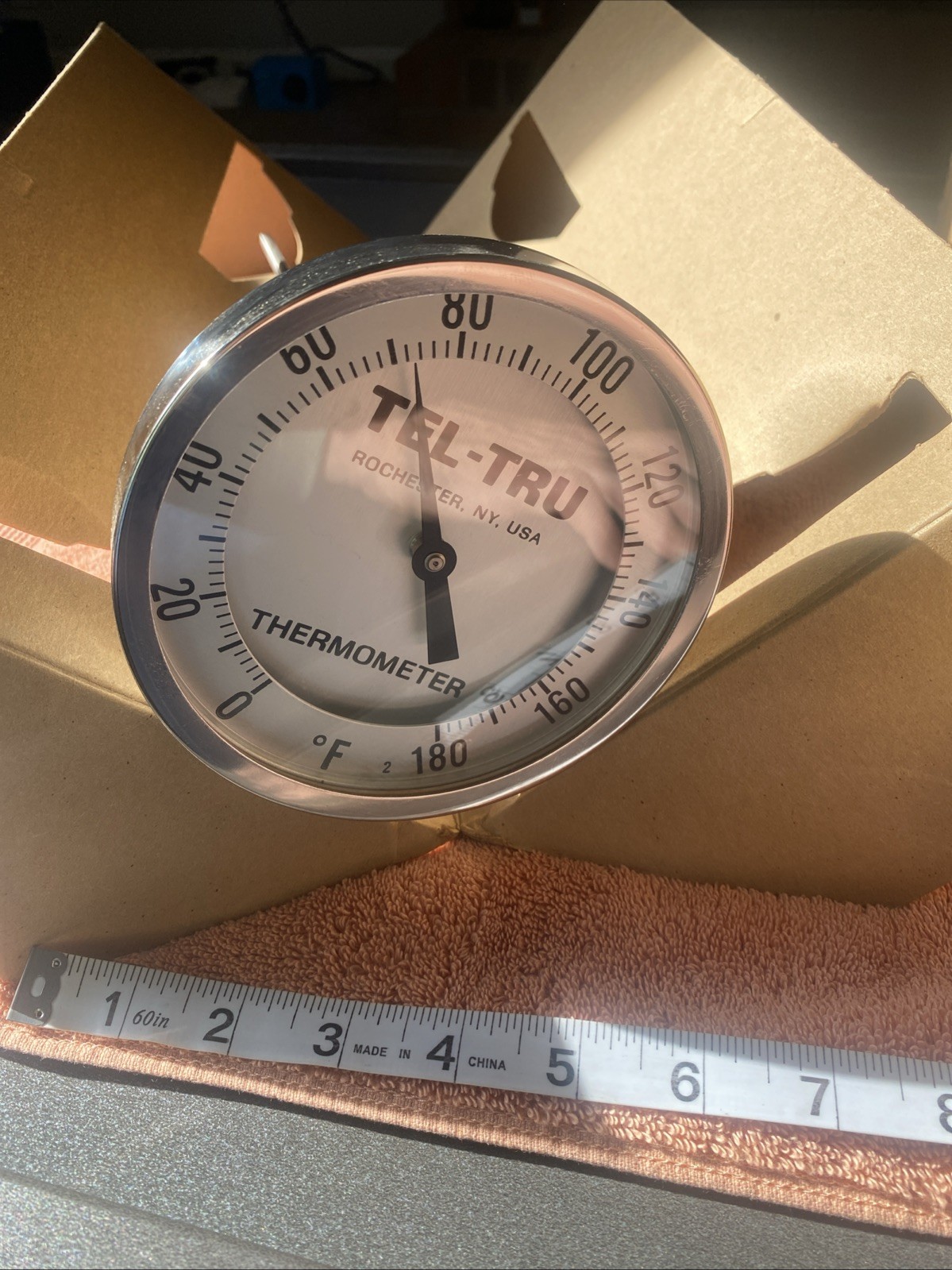 Tel-Tru GT-400R Bimetal Thermometer Ø4" Dial, 12" Stem, 0-180°F, 1/2" NPT New