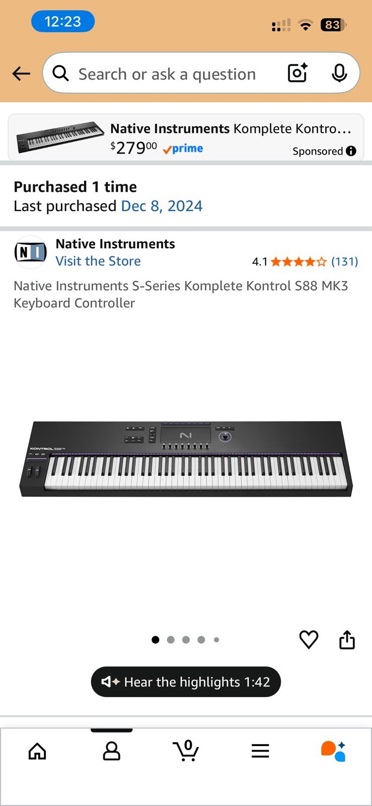 Native Instruments Komplete Kontrol S88 MK3 88-Key Keyboard Controller