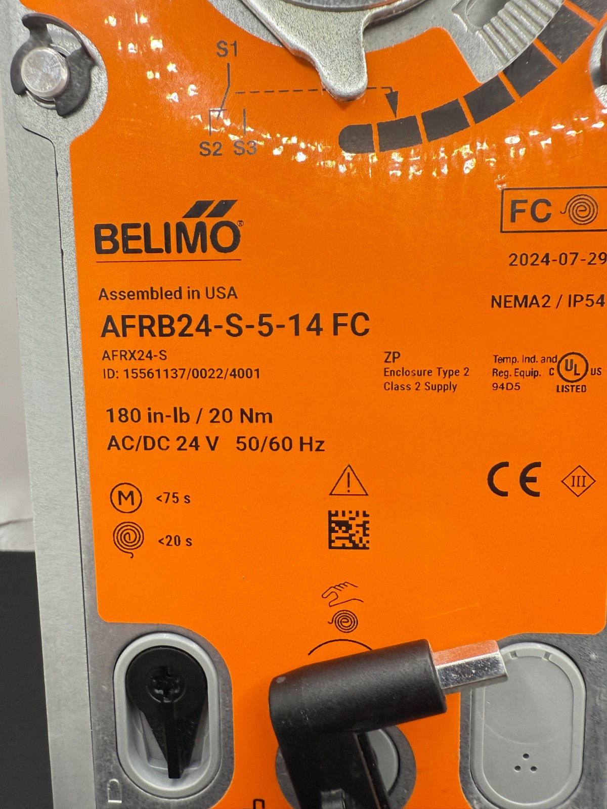 Belimo AFRB24-SR Spring Return Control Valve Actuator 24V AC/DC