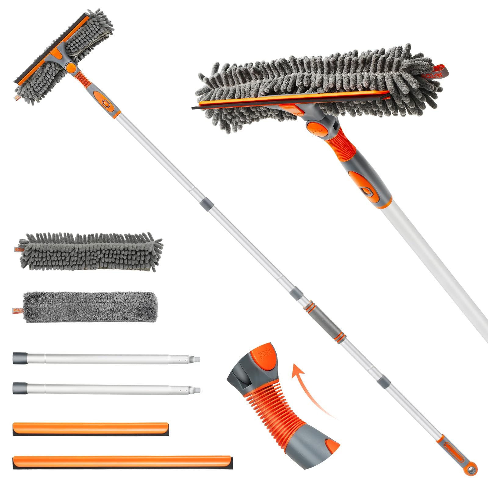 Eazer 89'' Squeegee Window Cleaner 2 in 1 89inch, Orange, Gray, Silver