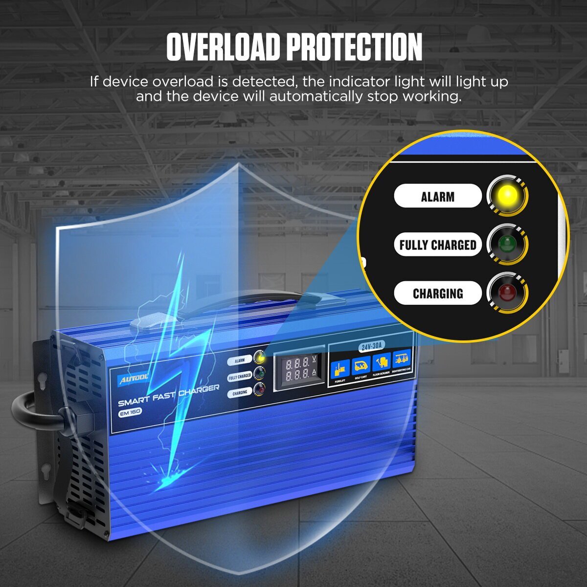 24V Golf Cart Battery Charger Fully-Automatic Smart Charger Forklift Golf Cart