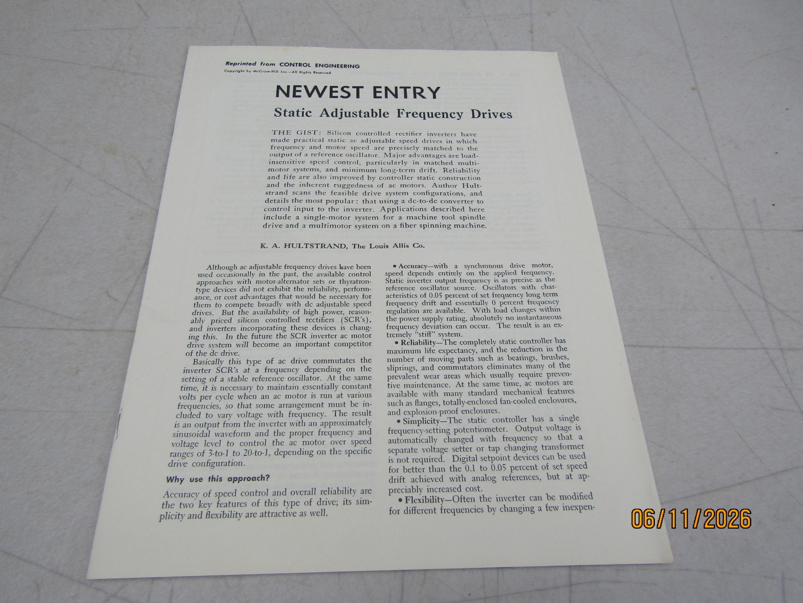 Vintage Louis Allis Pacer & Pacemaker Static Adjustable Frequency Drives Article
