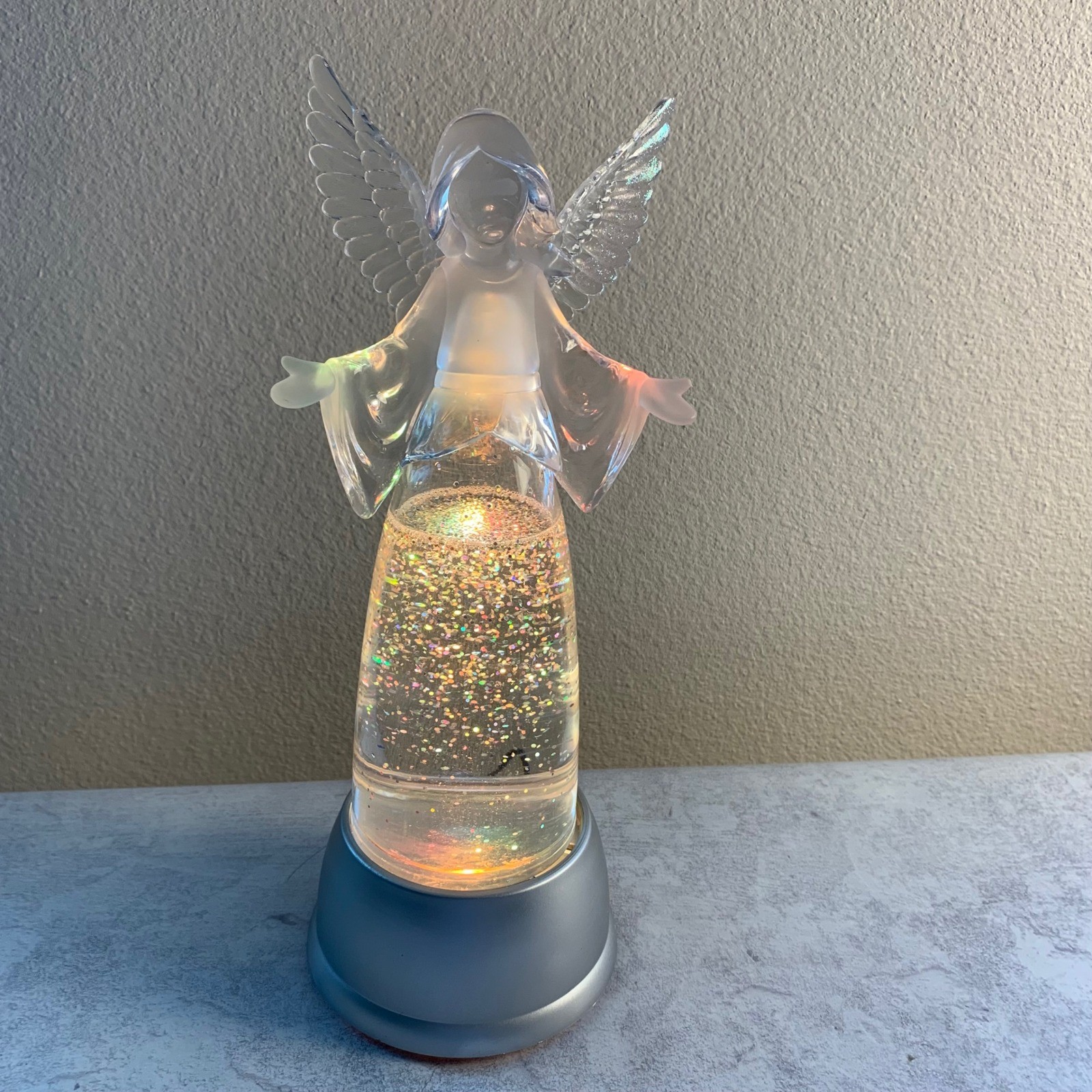 Coach House Gifts 12" Angel Lighted Christmas Decoration Glitter w/ Box plugs in