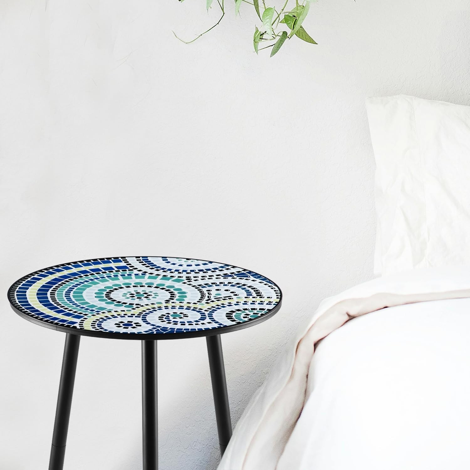 1 Pack Metal Outdoor Side Table Small Outside Round End Table for Patio Moder...