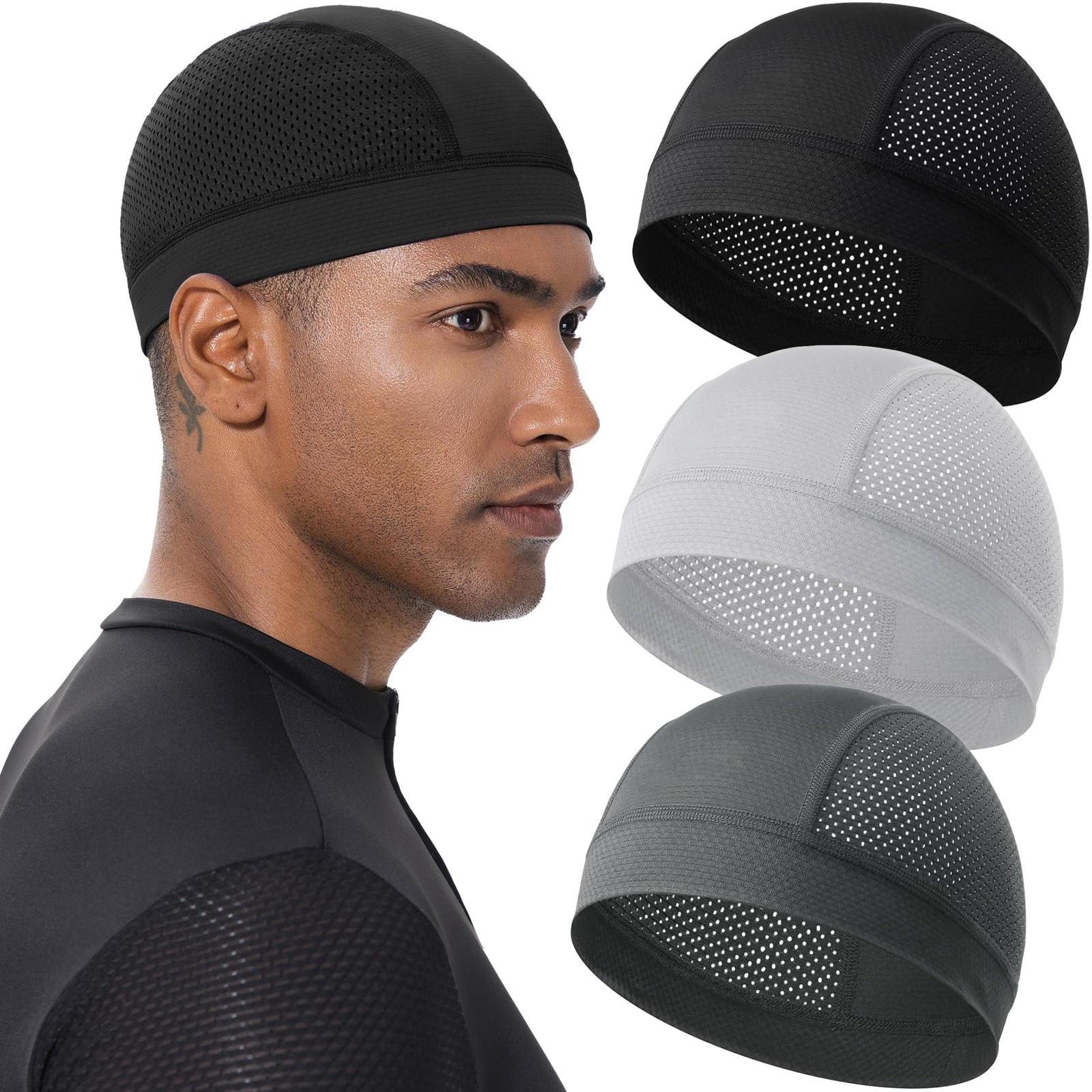 PHILIGHTS 3PCS Cooling Breathable Skull Cap for Men Women,Summer Lightweight ...