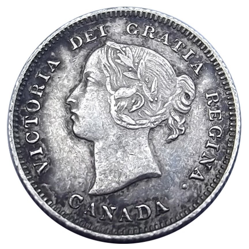 1886 Canada 5 Cents Coin - KM# 2 - .925 Silver - Queen Victoria