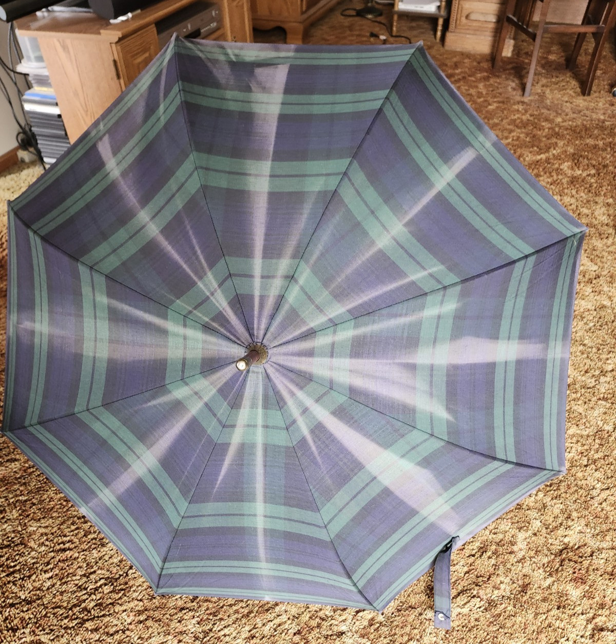 VTG 80s/90s Polo Ralph Lauren Blackwatch Tartan Plaid Blue Green Golf Umbrella
