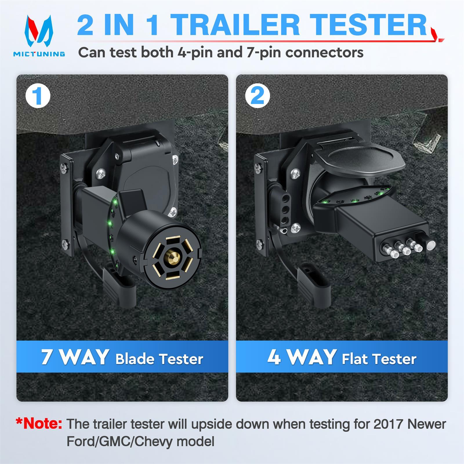 Multi-Function7 Way Blade&4 Pin Flat Trailer Light Circuit Tester LED Indicators