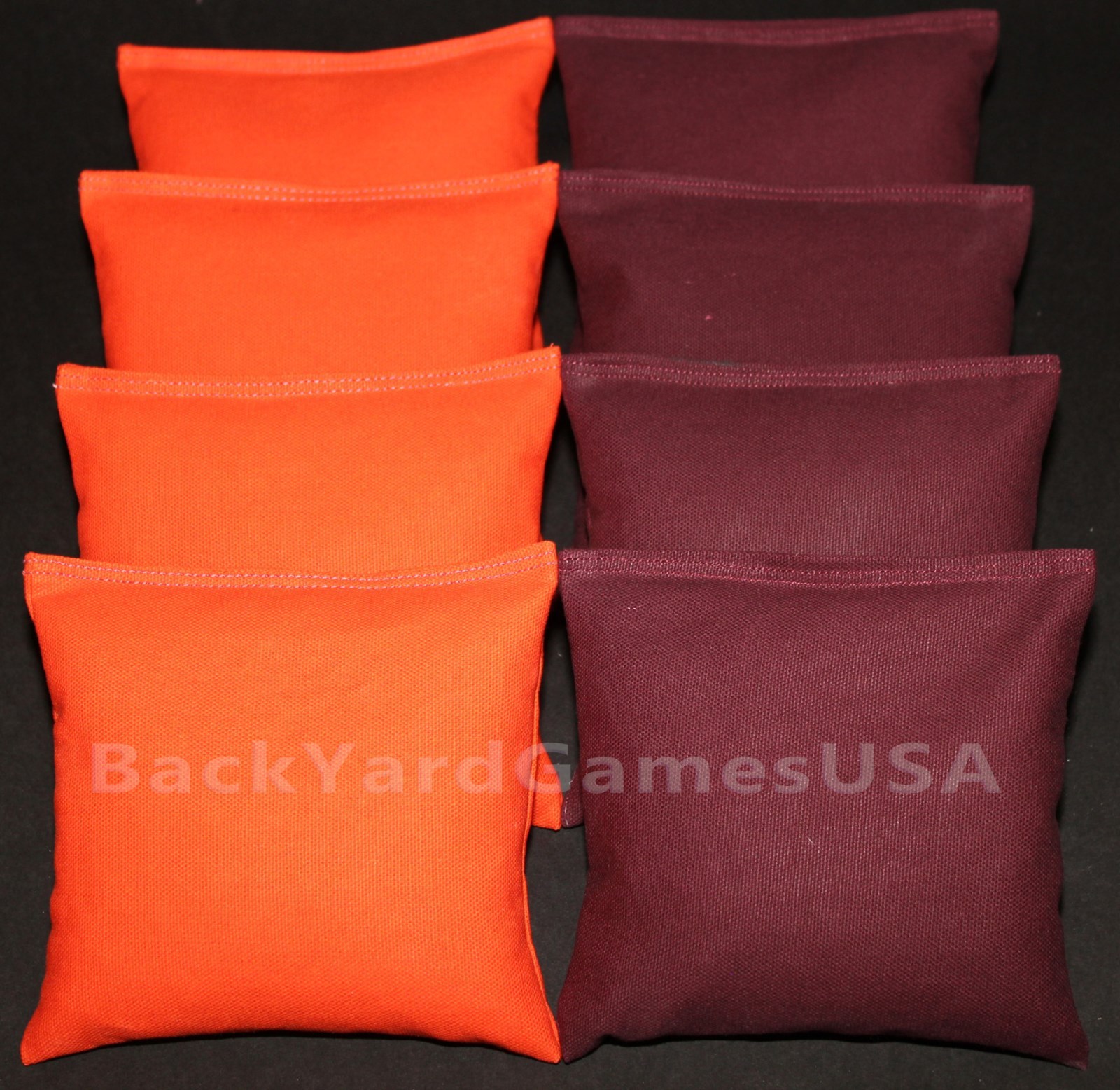ALL WEATHER CORNHOLE BEAN BAGS Orange & Dark Maroon Resin Filled WATERPROOF