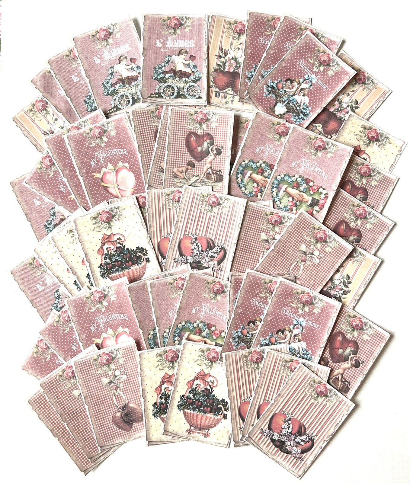 Valentine Card Lot Of 50+ Shabby Chic Reproduction Valentine Cards  #V54