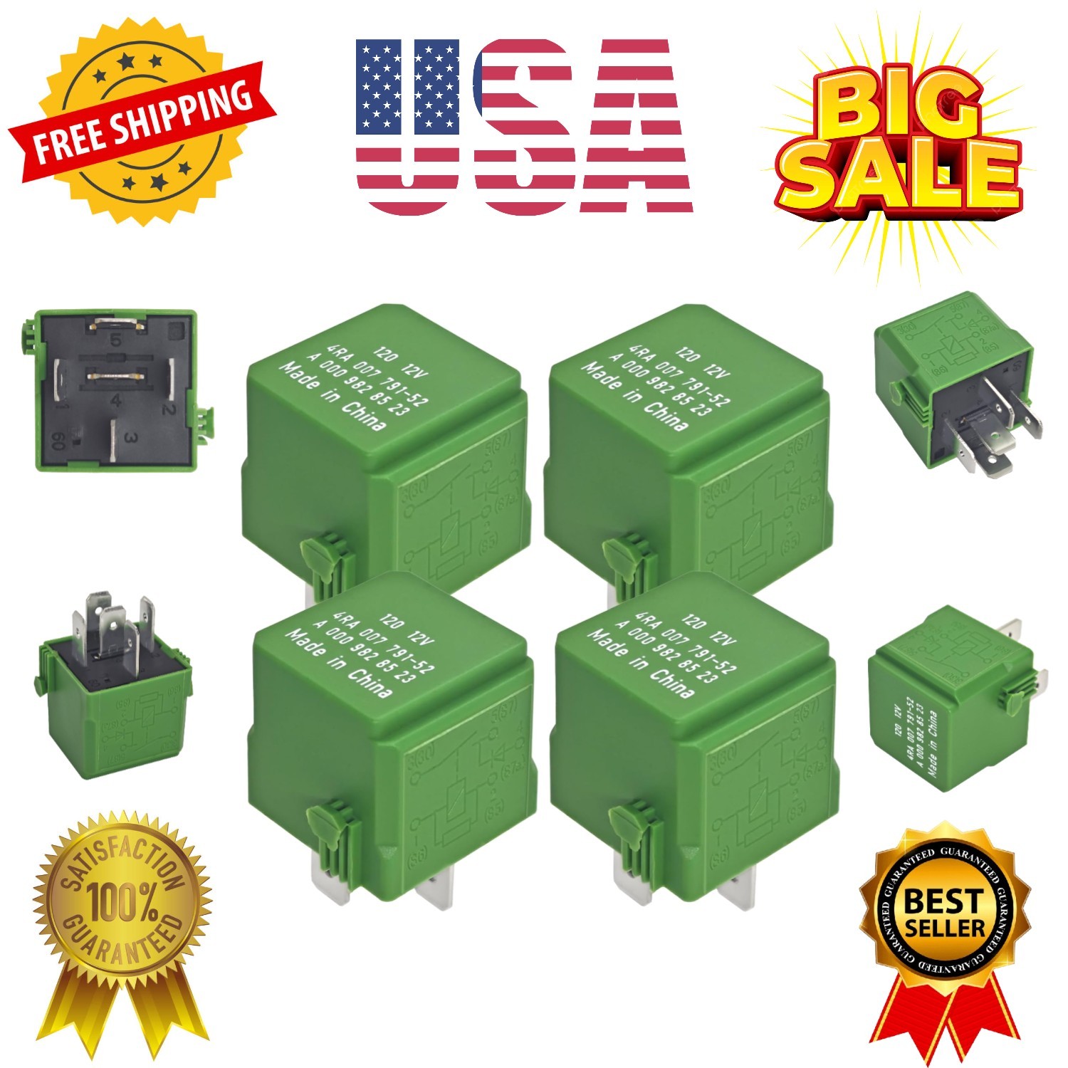 5-Pin Multifunctional Relay (Pack of 4) for Mercedes-Benz - OEM 0025422319, 0025