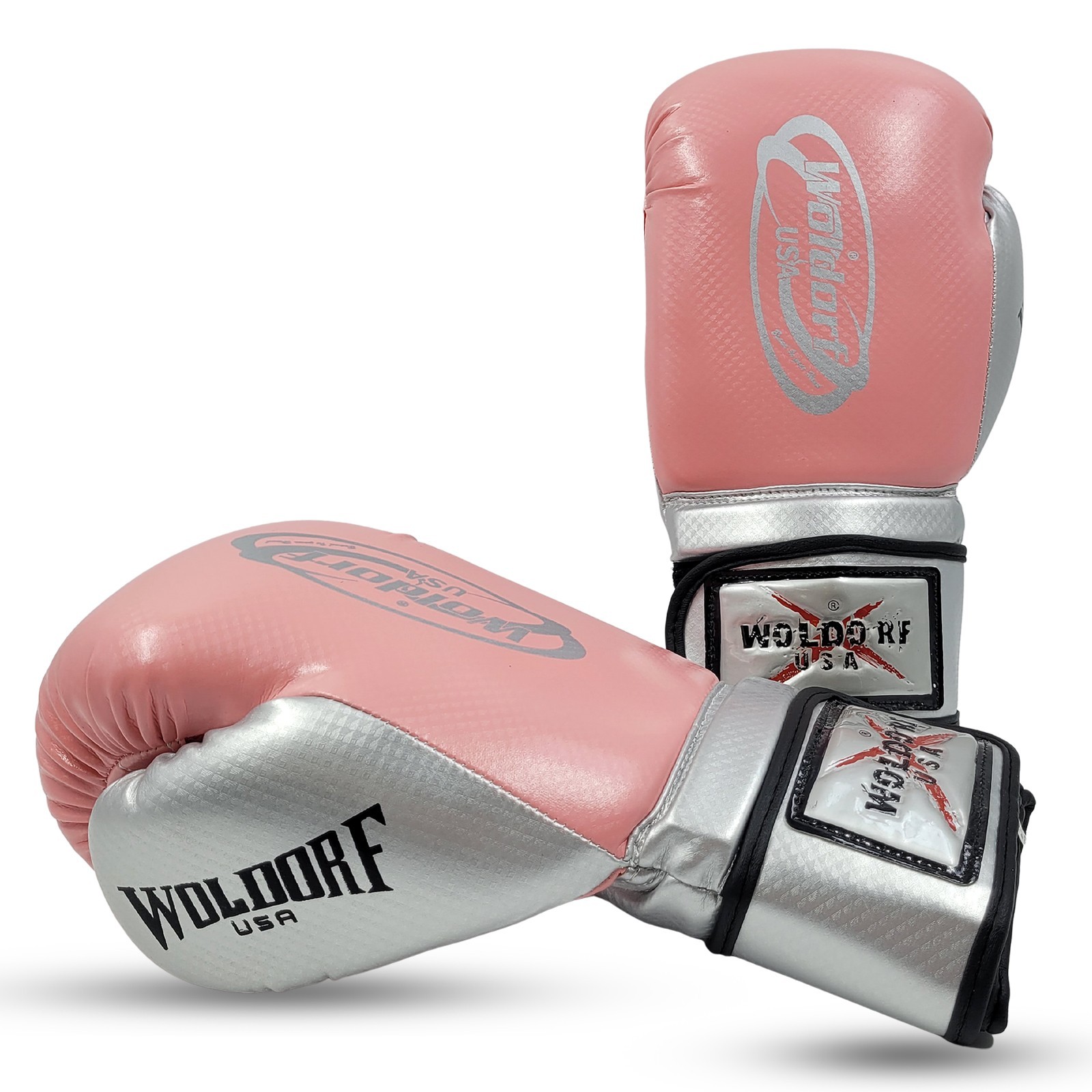 Boxing Gloves Pink Silver Adult Training Gloves for Sparring Heavy Bag Workout