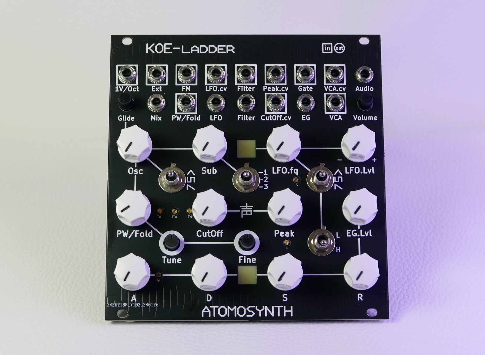 AtomoSynth KOE Ladder, Full synthesizer voice eurorack module.