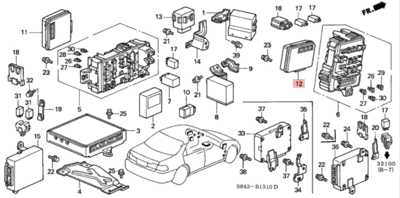 00-02 Accord 2Dr LX Right Multiplex Control System Unit Cabin Network Box HQ OEM