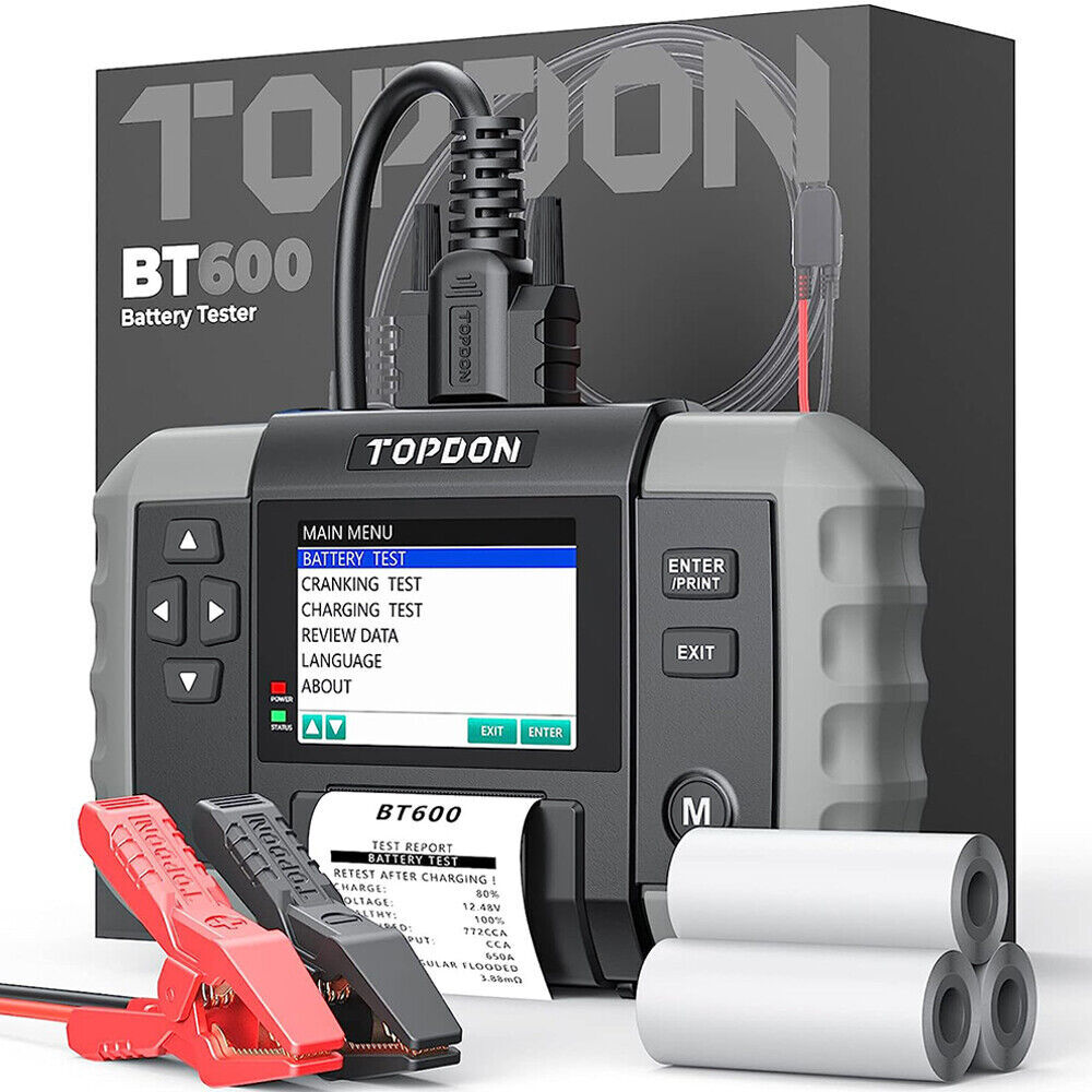 Car Battery Tester Charging Test Load Test With Built-in Printer TOPDON BT600
