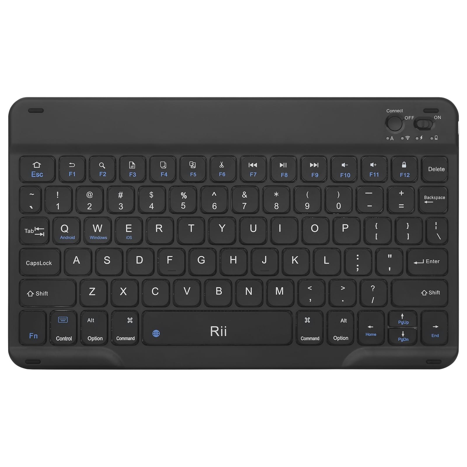 Rii Bluetooth Keyboard, Ultra-Slim Rechargeable Wireless Keyboard for BLACK