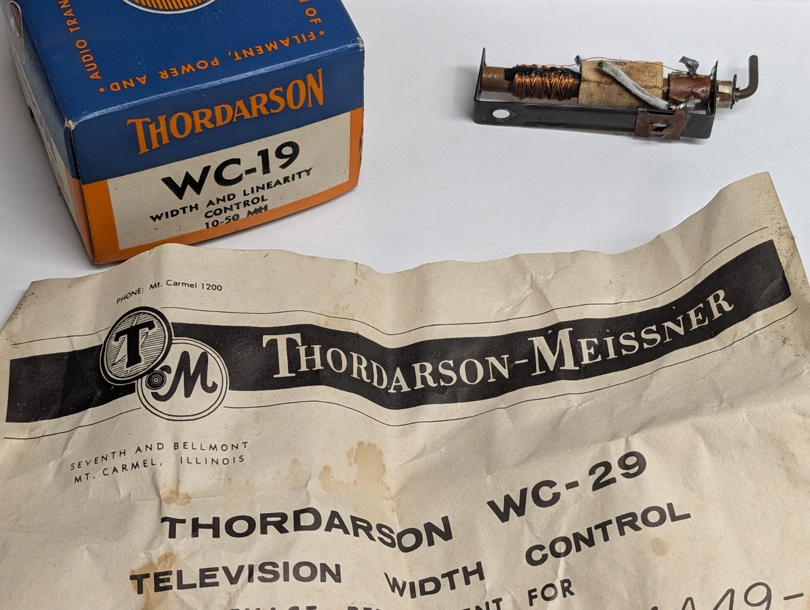 Vintage Thordarson WC-19 TV Width & Linearity Control Coil Assembly