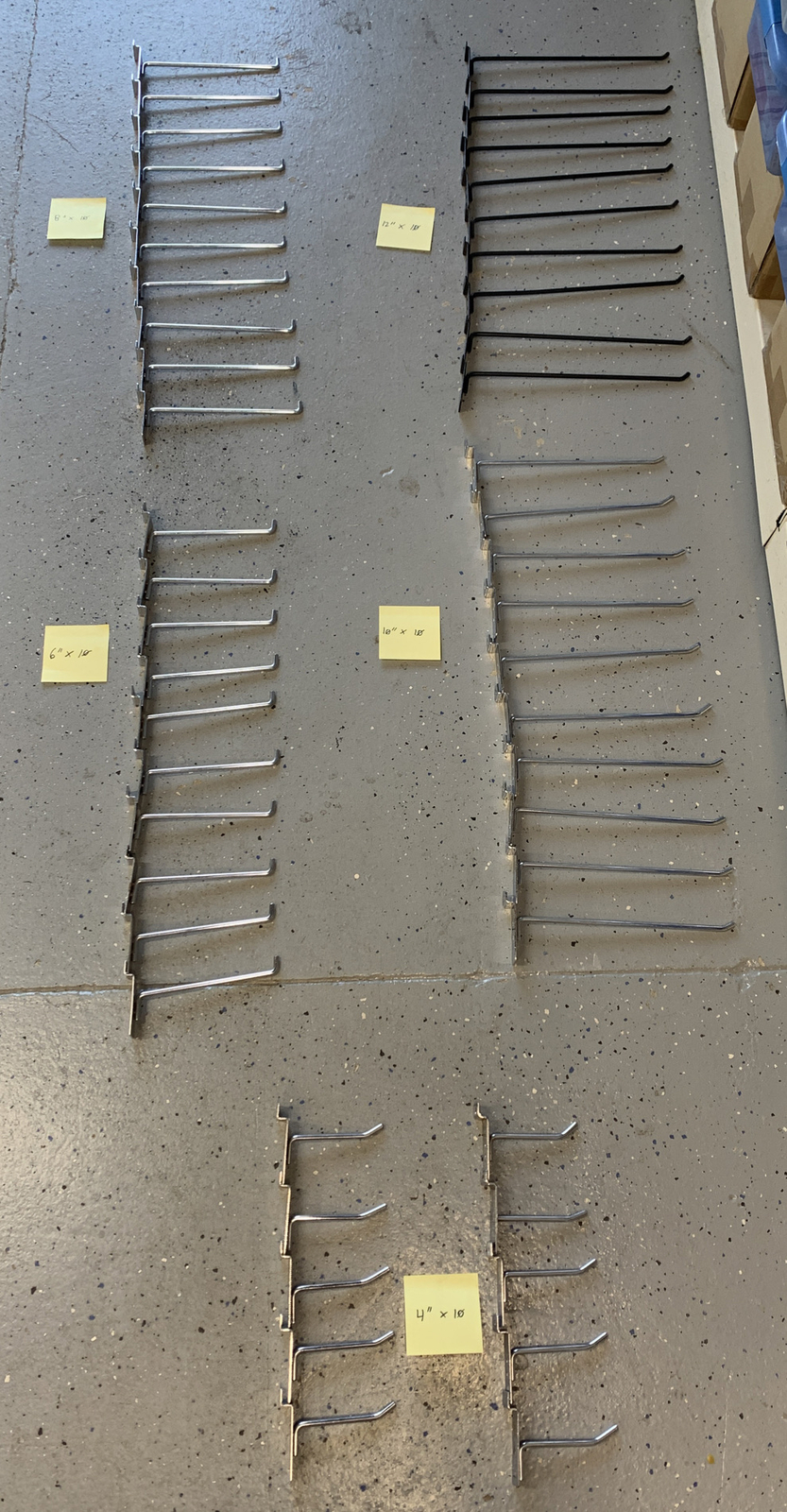 Slatwall Hook Bundle - 50 chrome / Black slat hooks (12”, 10”, 8”, 6”, 4”)