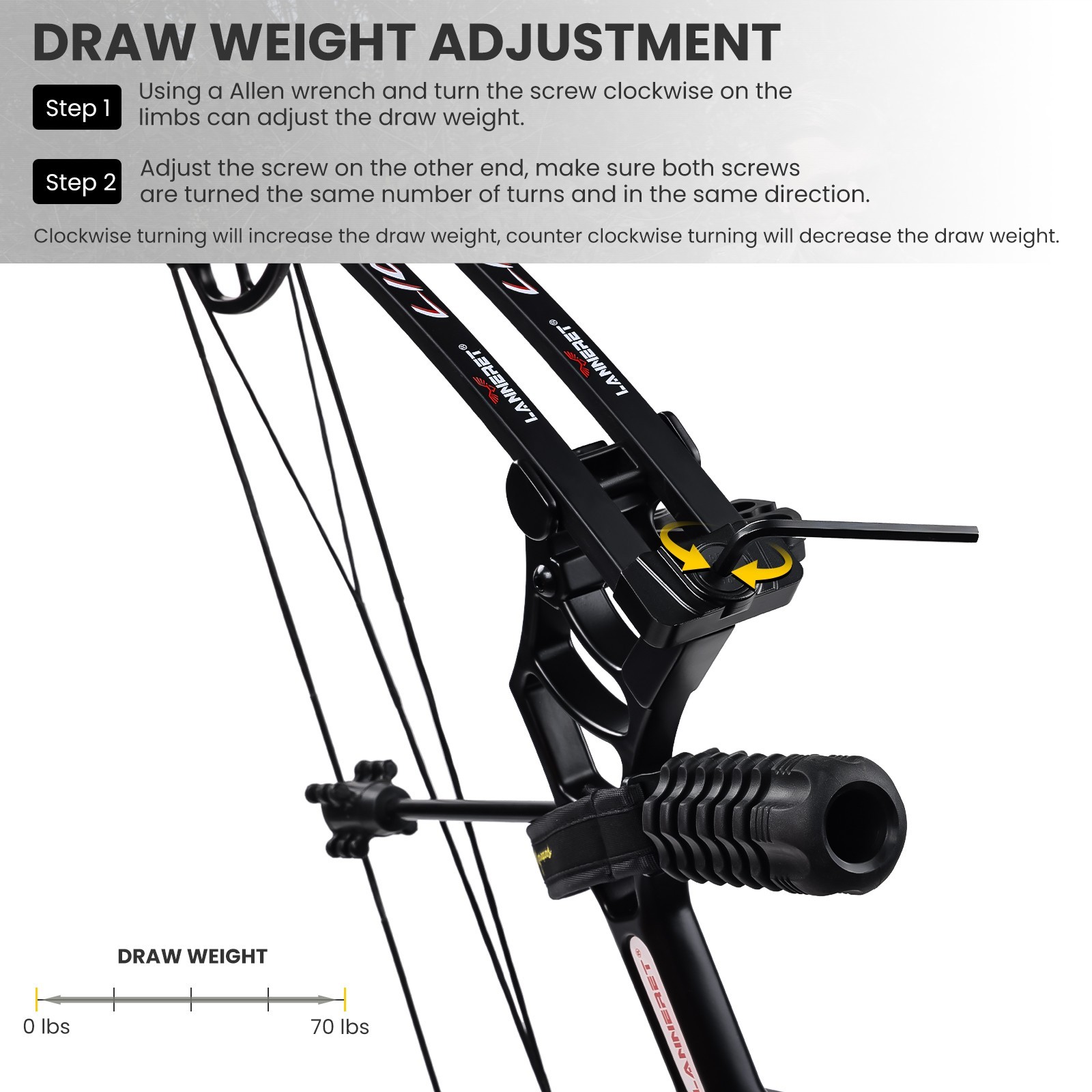 Adjustable Compound Bow Set for Adults & Teens, 0-70 Lbs Draw Weight