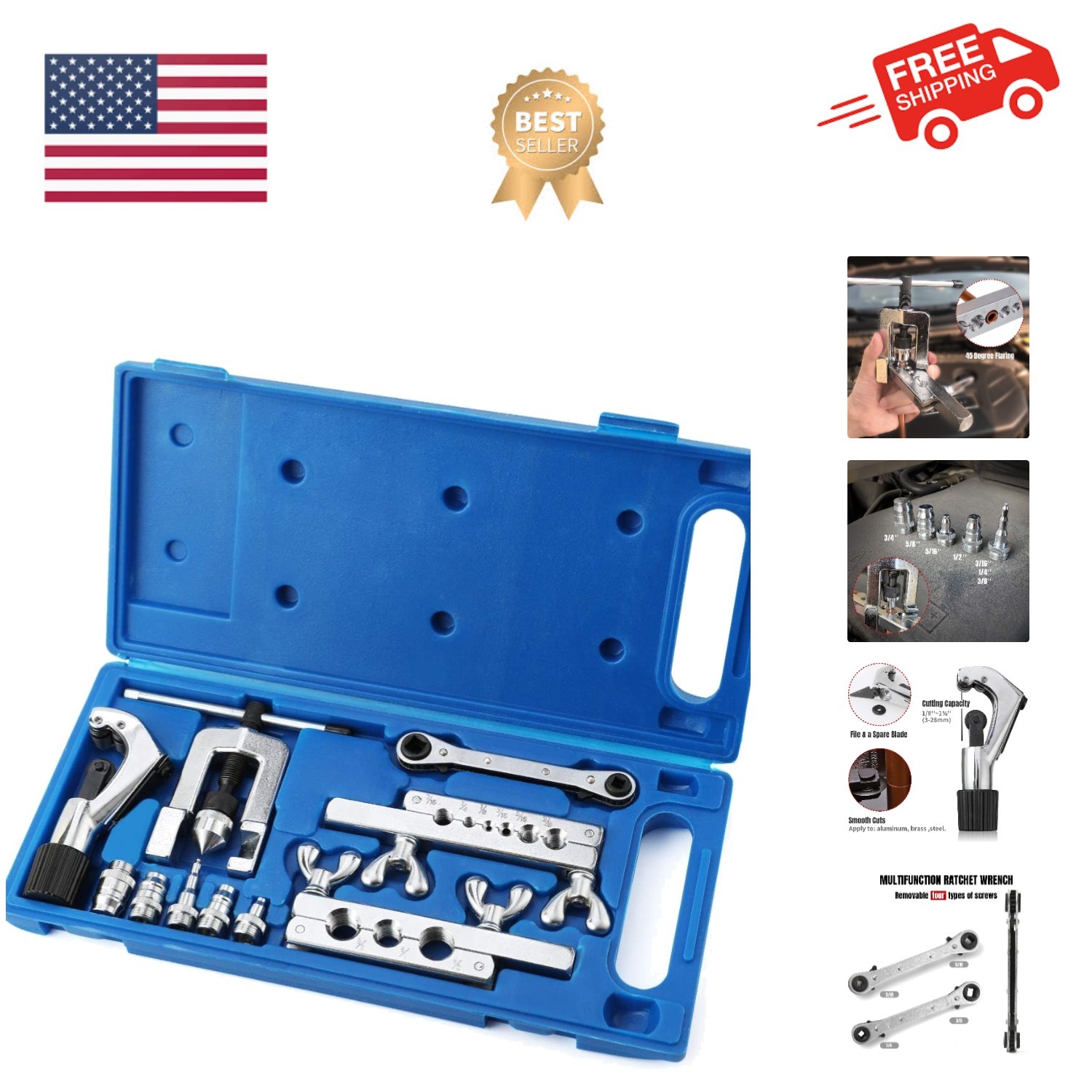 Single Flaring Tool & Swaging Tool Kit for HVAC, Tubing, Copper Pipe Flaring ...