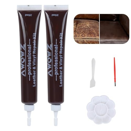 Leather Repair Kit for Furniture, Sofa, Jacket, Car Interior. 50ml Dark Brown