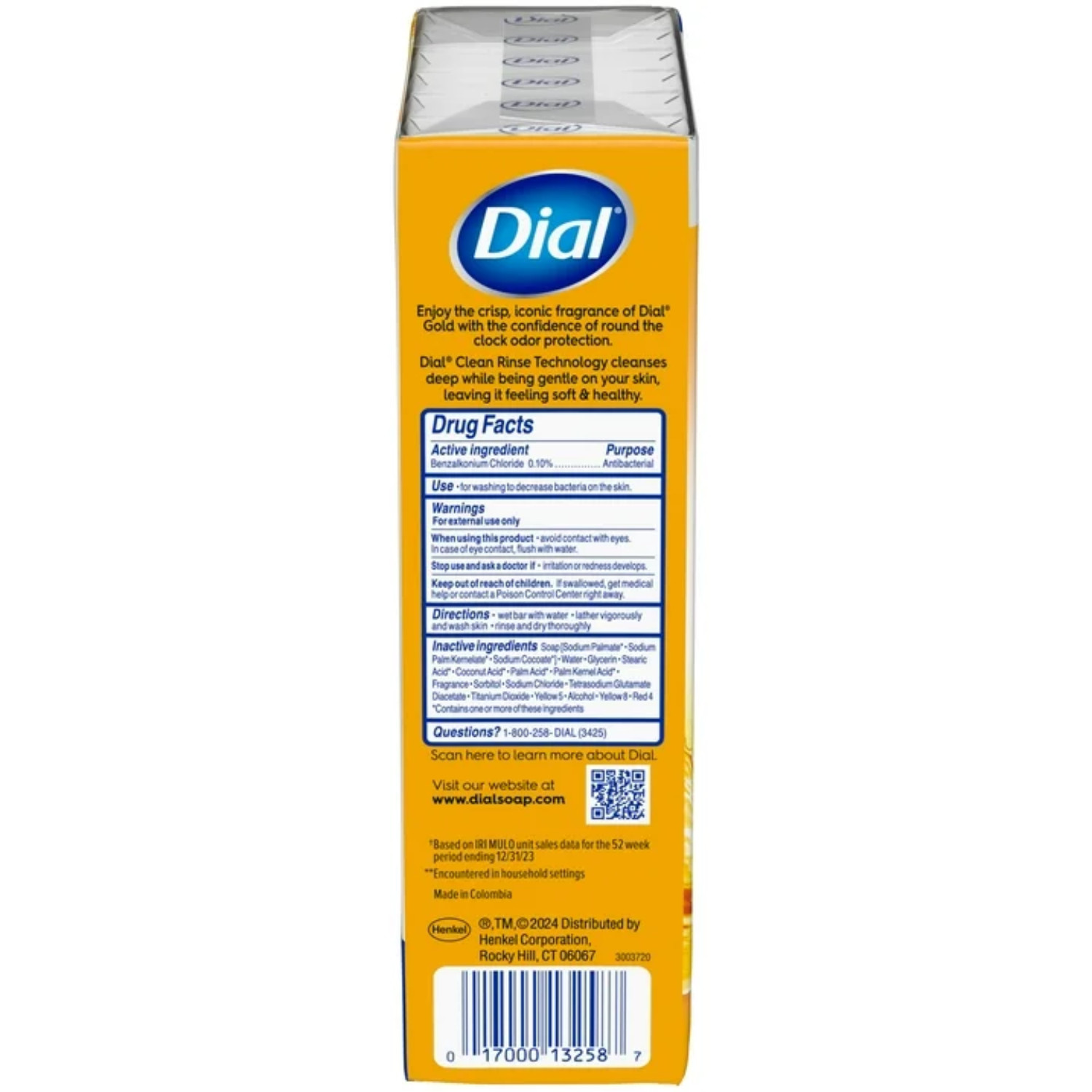 Dial Antibacterial Deodorant Bar Soap, Advanced Clean, Gold, 4 oz, 12 Bars