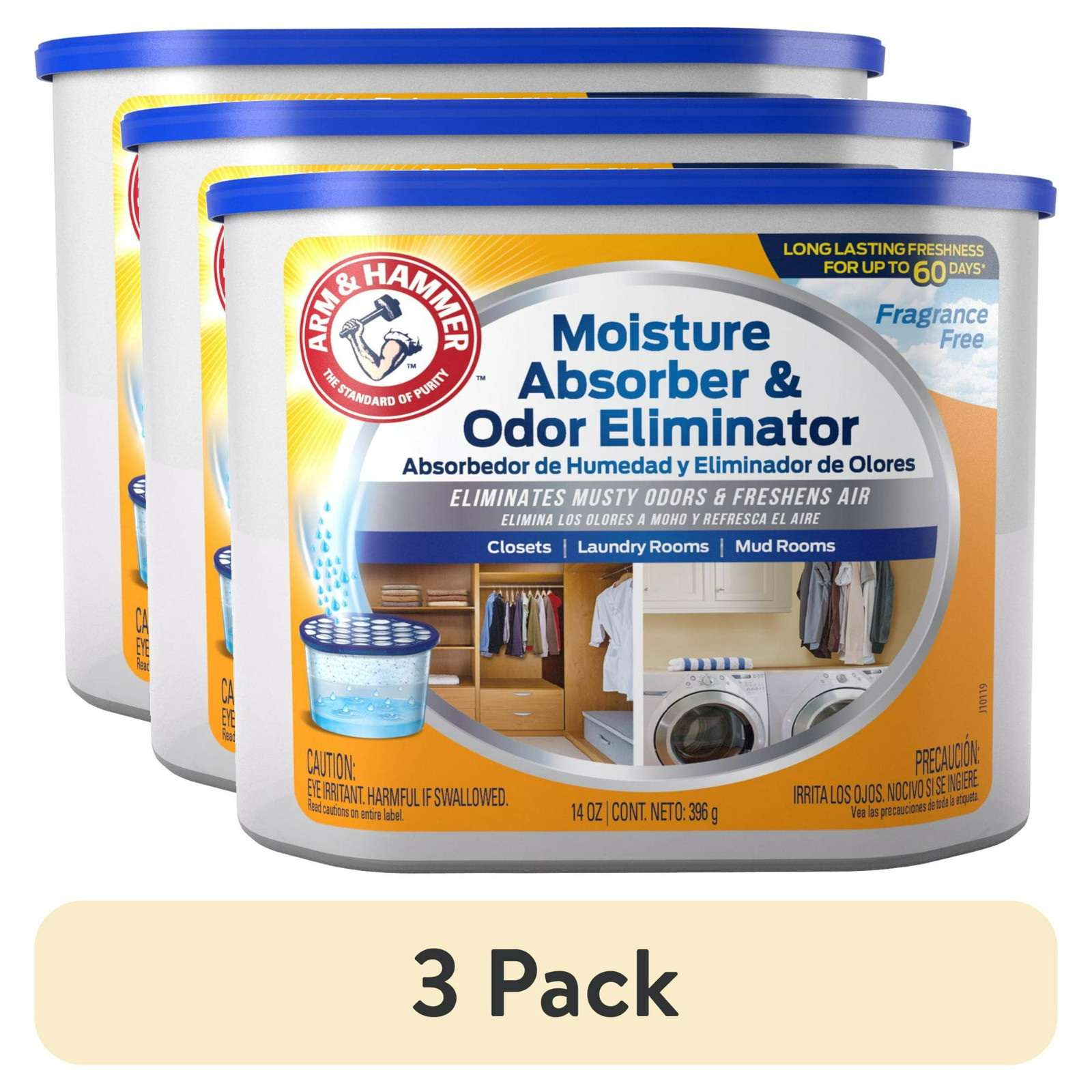 (3 pack) Arm & Hammer Moisture Absorber Tub, Fragrance Free Desiccant 14 oz