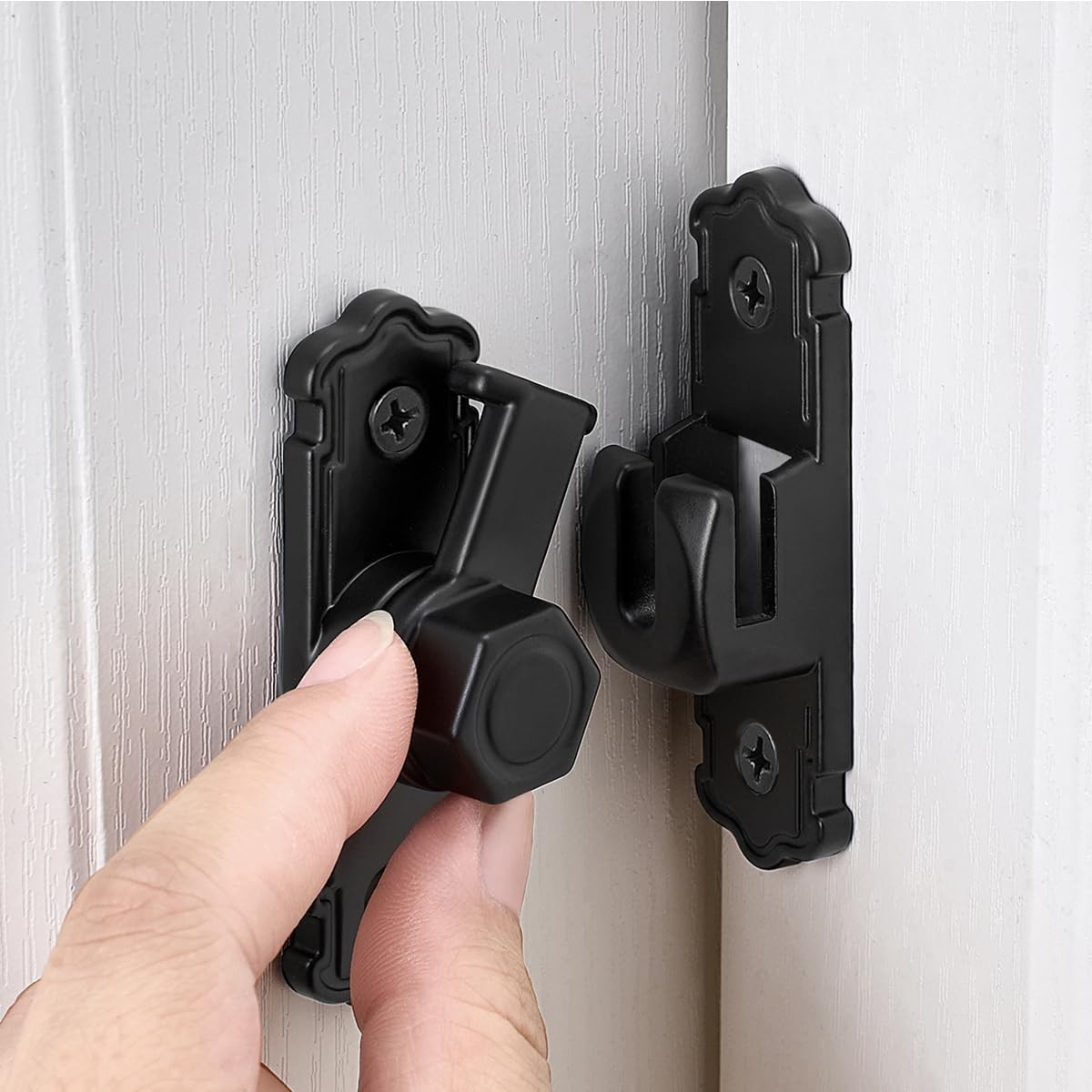 Black 90/180 Barn Door Latches Right Angle Lock Aluminum Alloy Flip Cabinet