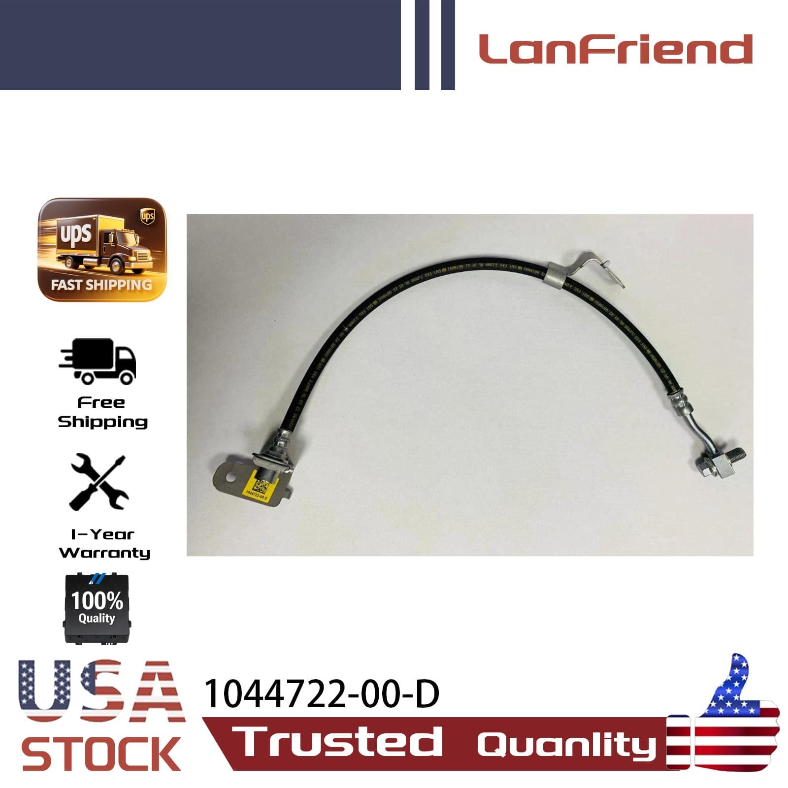 Front Right Brake Hose fits for 17-25 Tesla Model 3 Side 1044722-00-D New
