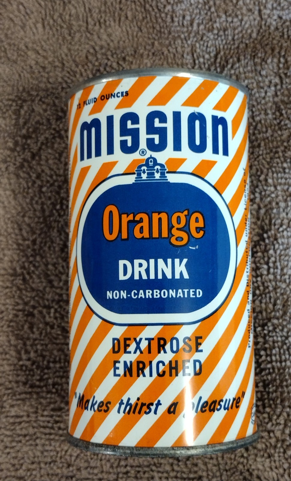 MISSION ORANGE DRINK STEEL CAN SAVINGS BANK (1954) Los Angeles California