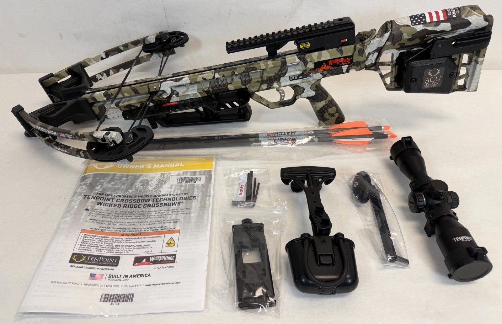 Used- Wicked Ridge Invader M1 Crossbow with ACUdraw (non-decock) Device Peak XT