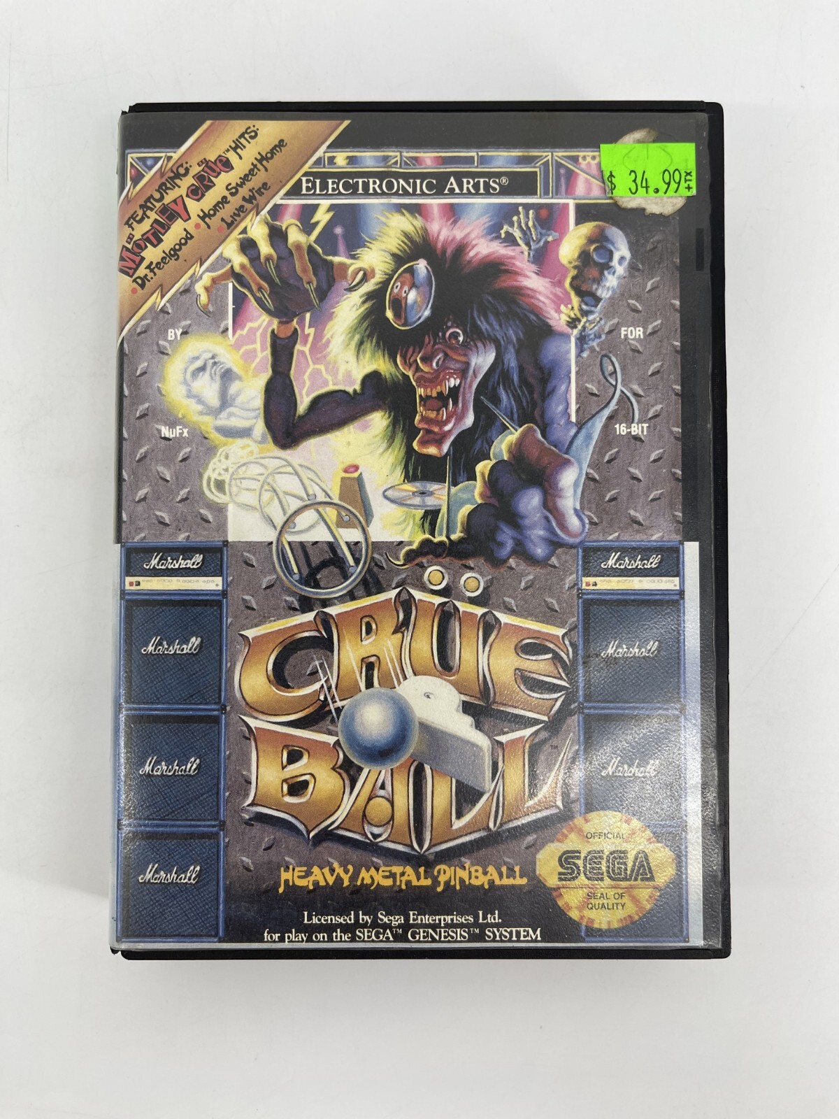 Crüe Ball: Heavy Metal Pinball (Sega Genesis, 1992) Cart and Case Only | Tested