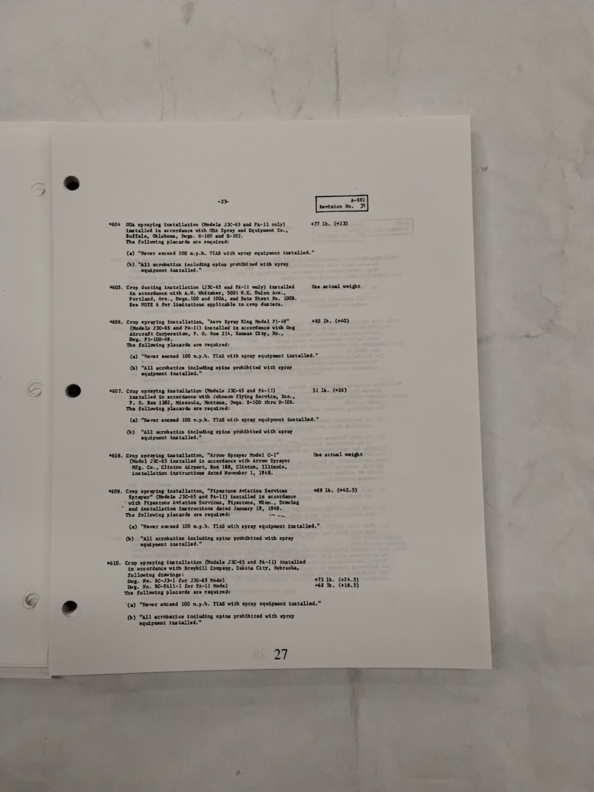 Piper Aircraft Type Specifications Manual-Copy