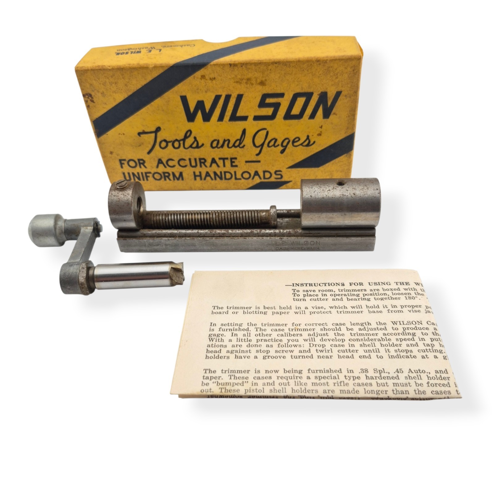 Vintage L.E. Wilson Universal Reloading Bullet Case Trimmer w/ Burring Tool USA