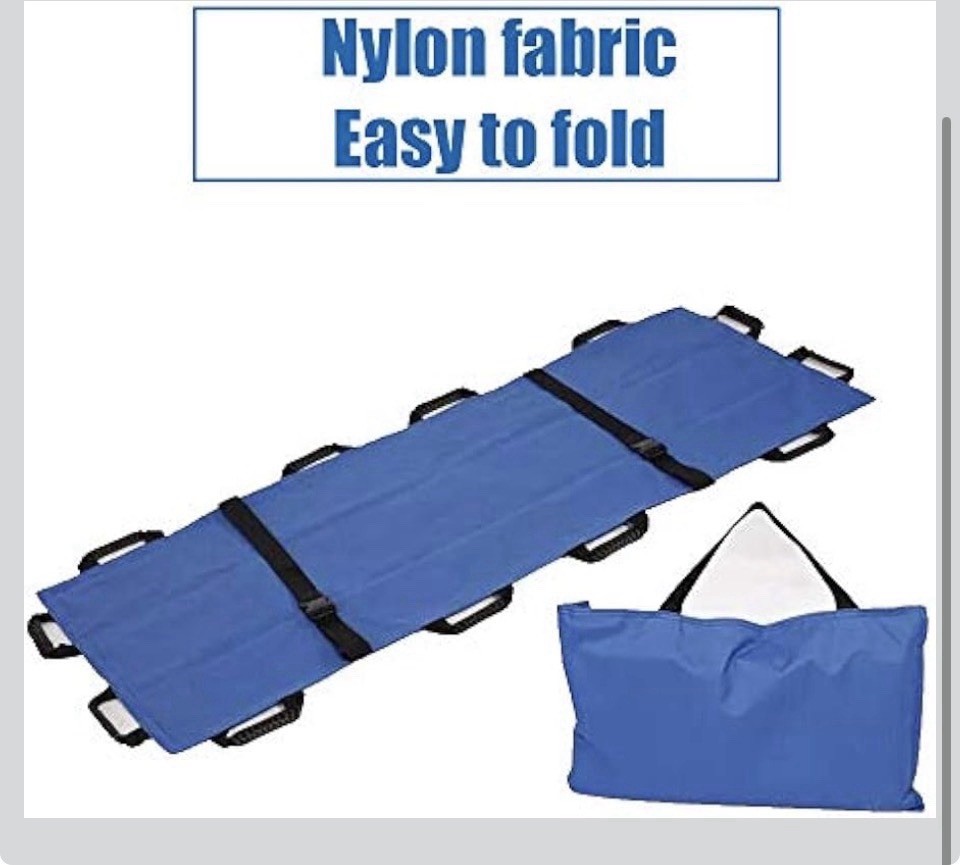 Patient Emergency Medical Portable Soft Stretcher with Safety Belt, 1Pack Blue