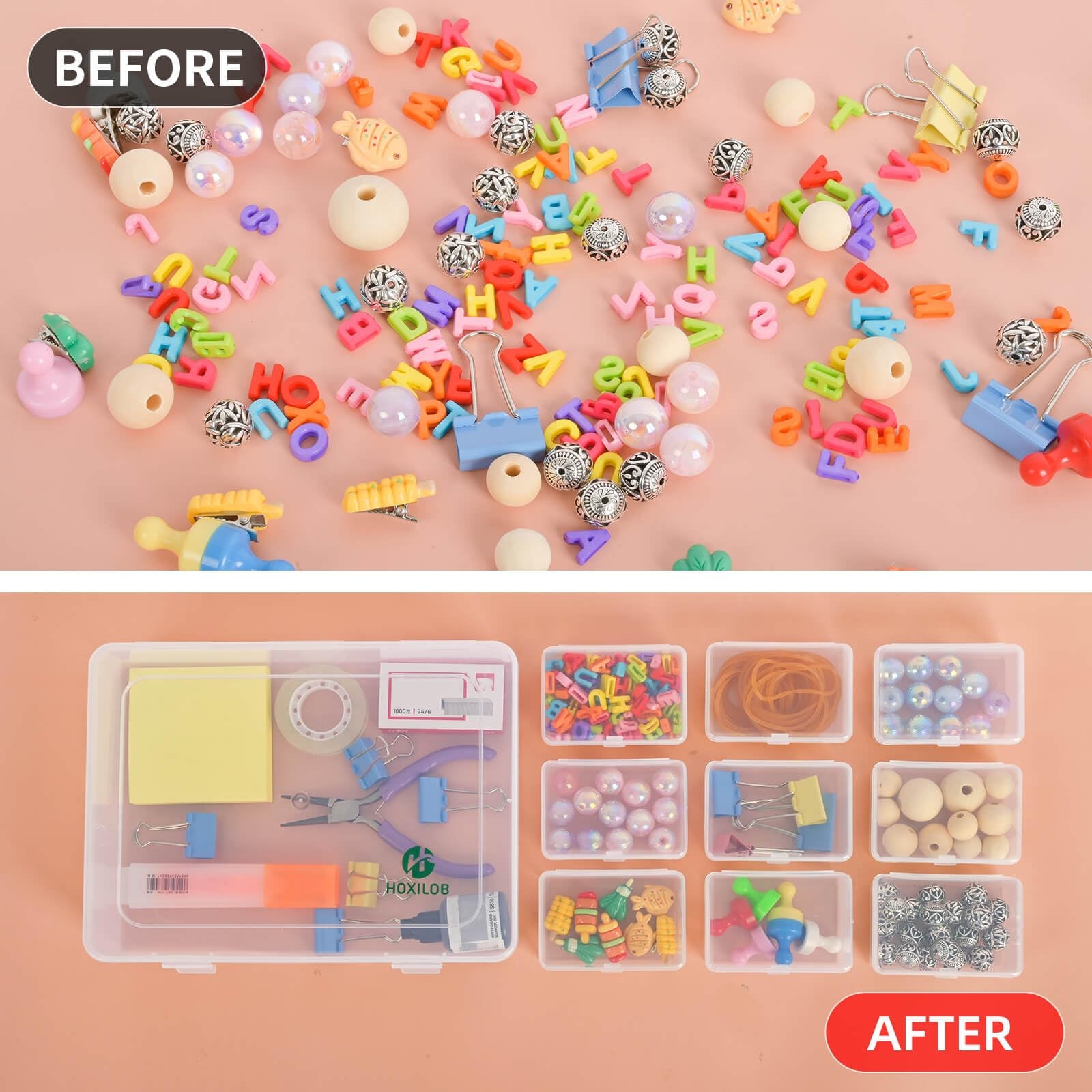 15pcs Bead Organizer Boxes, Medium 1 Pack 15 Pcs 3.1" x 2.2" x 1.2", Clear