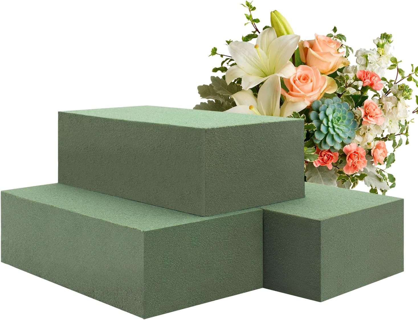 Floral Foam Blocks,3 Pcs Green Wet & Dry Floral Foam Blocks Florist Plant Foam f