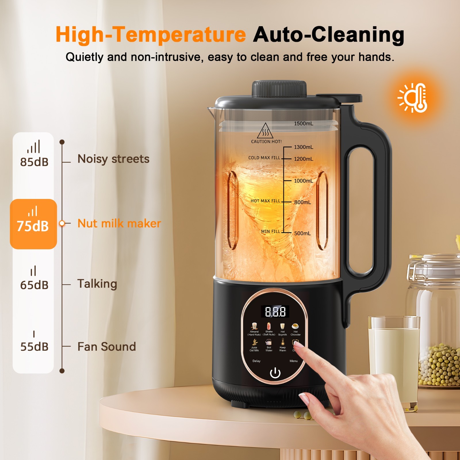 50oz 10-in-1 Nut Milk Maker Automatic Soy Milk Machine,Delay Setting,Self Clean
