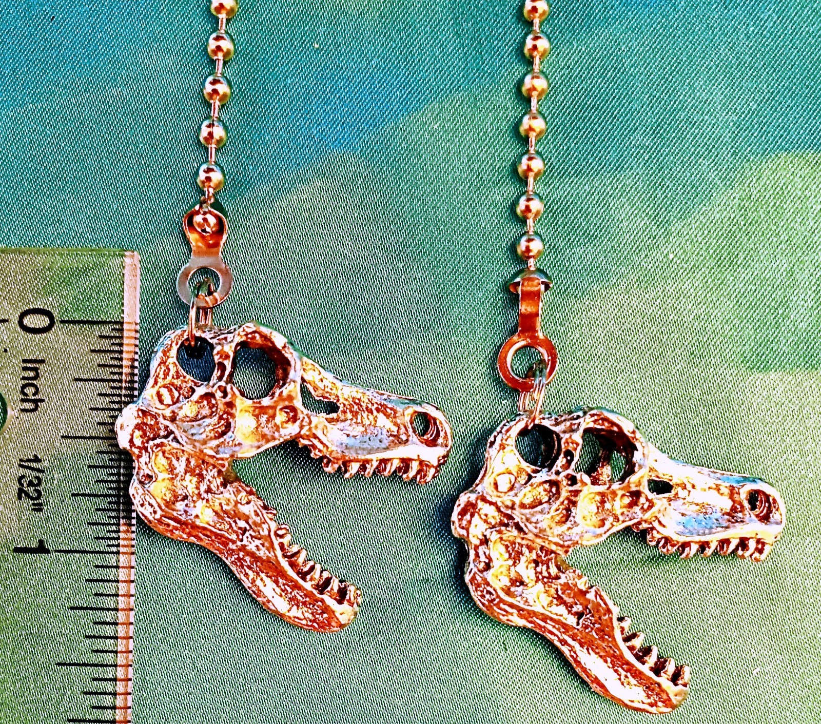 Set of 2 - Tyrannosaurus Rex T-Rex Dinosaur Skull Metal Ceiling Fan Pull Chains