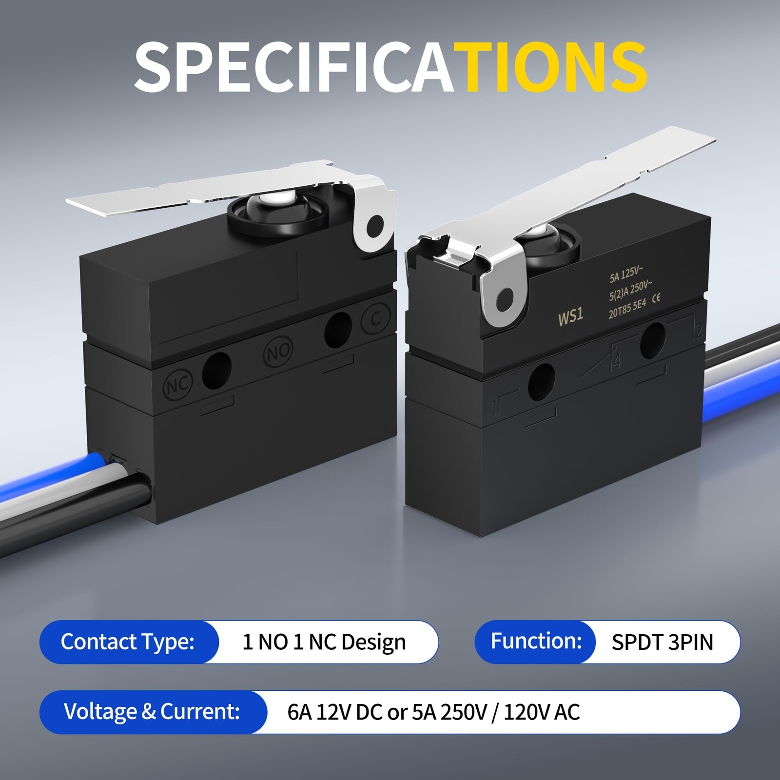 Joinfworld Waterproof Micro Limit Switch with Hinge Lever 6A 12V DC Lever...