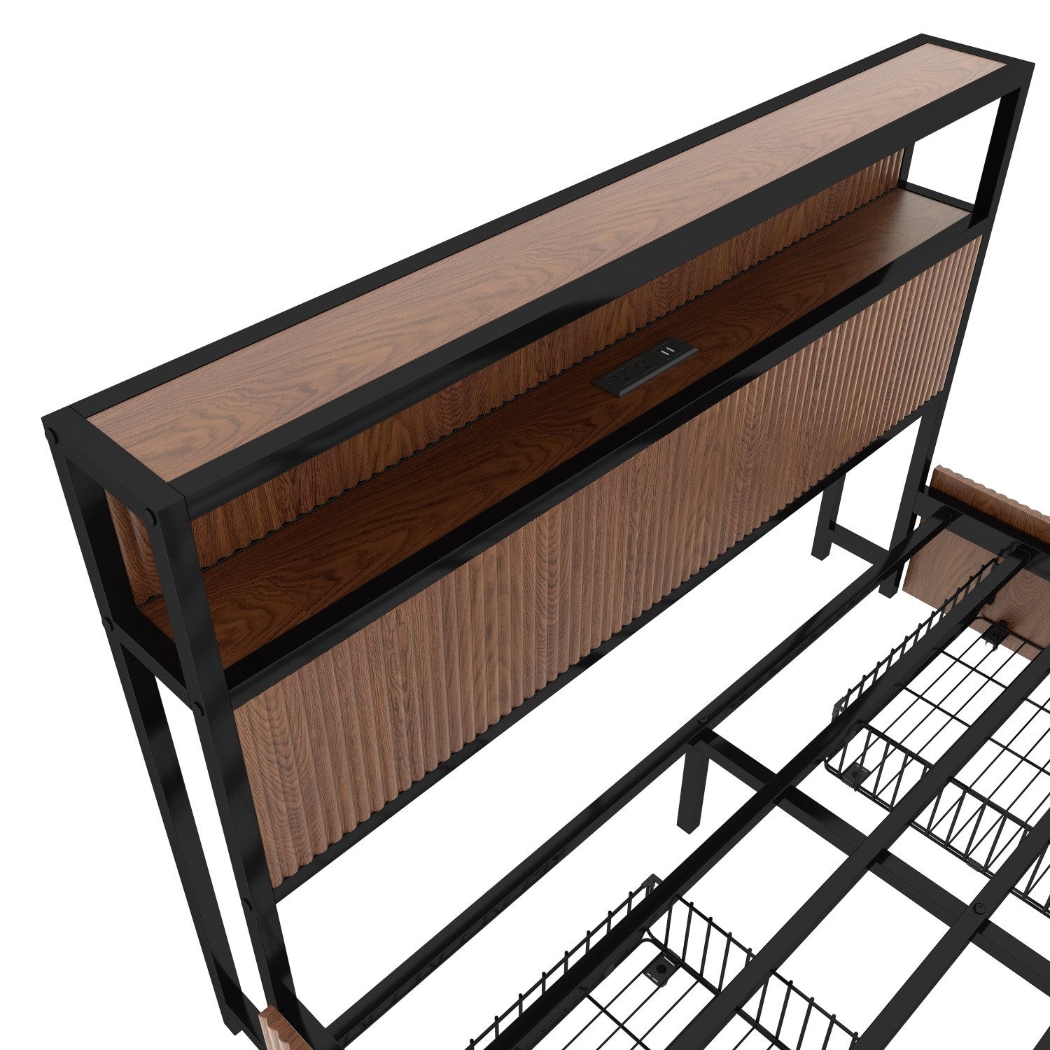 Queen Size Platform Bed Frame w/ 4 Drawers & Storage Headboard & USB Ports