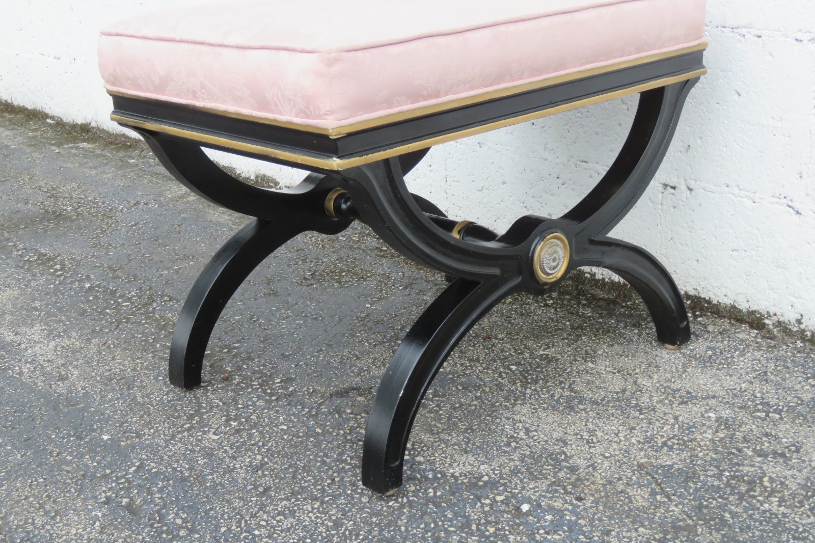Hollywood Regency Painted Vanity Ottoman Footstool 6124
