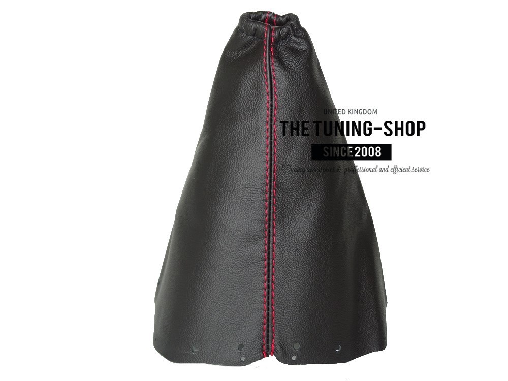 FOR NISSAN DUALIS 2006-2013 GEAR BOOT BLACK GENUINE LEATHER RED STITCHING