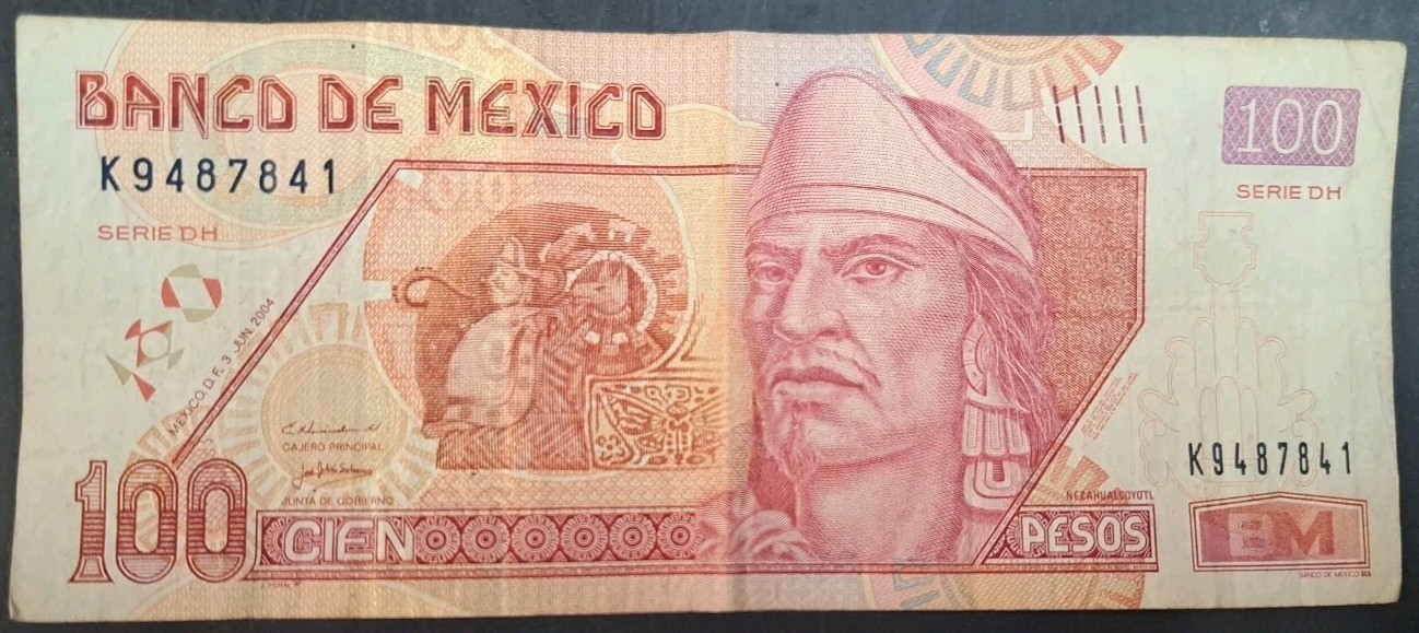 2004 (3 Jun) Mexico 100 Pesos P118 6-2004(3), Serie DH K9487841.