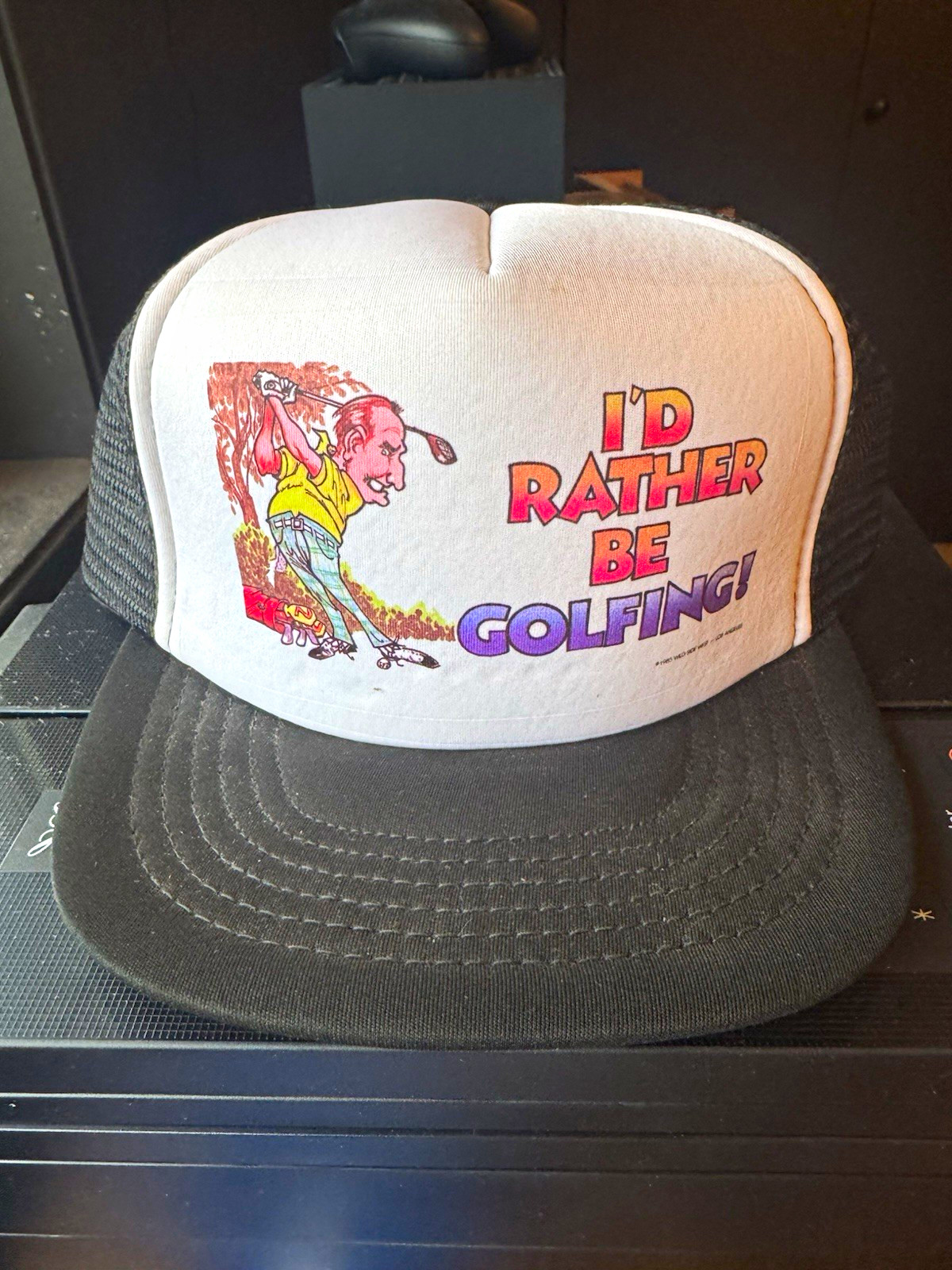 Vintage 1985 I’d Rather Be Golfing Trucker Golf Hat Snapback White/Black