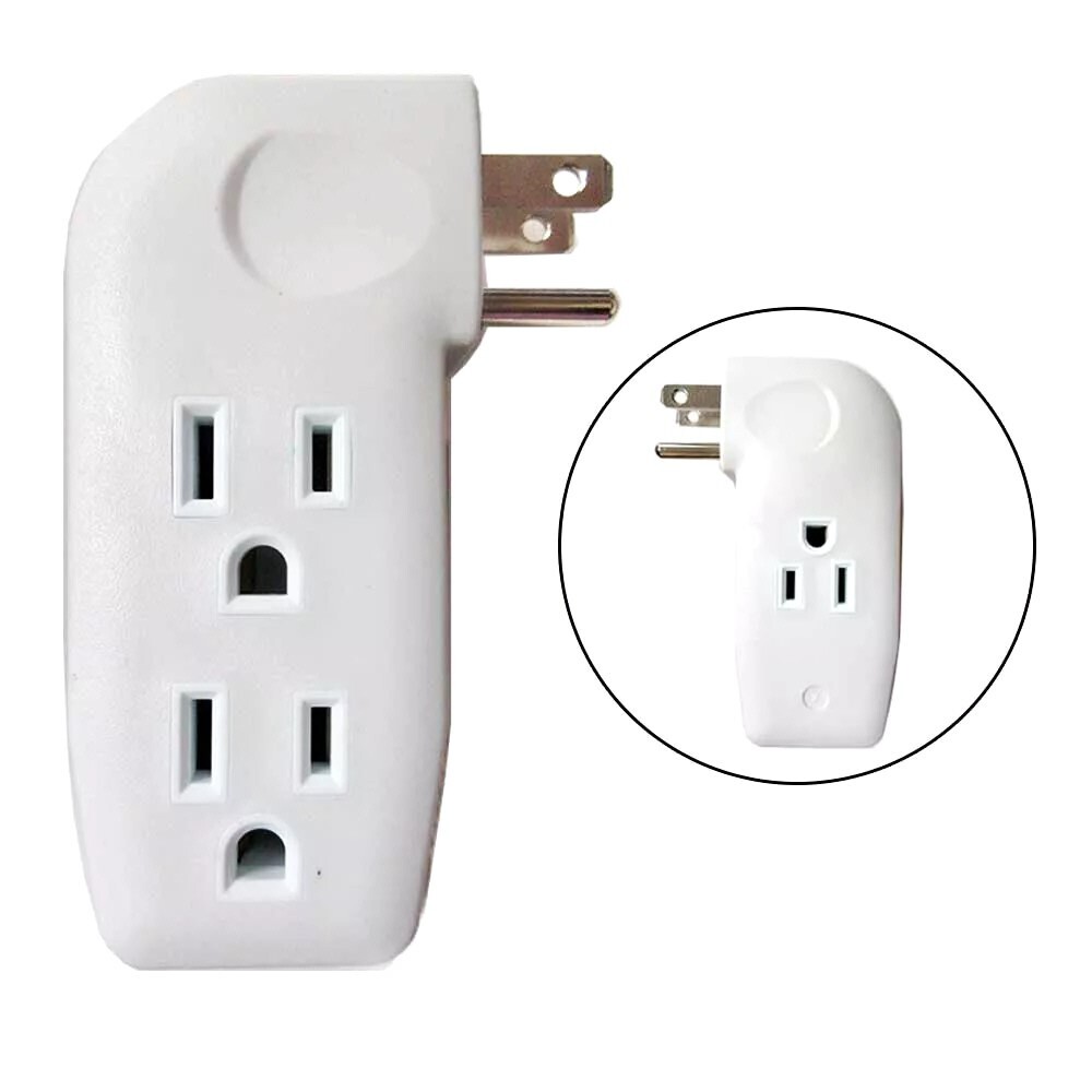 3 Pack "L" Style 3-Way Grounded Electrical Outlet Wall Plug Power Splitter